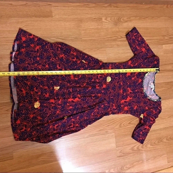 Lularoe S Limited Edition Unicorn Red Blue Yellow Rose Floral Nicole dre… - Picture 10 of 11